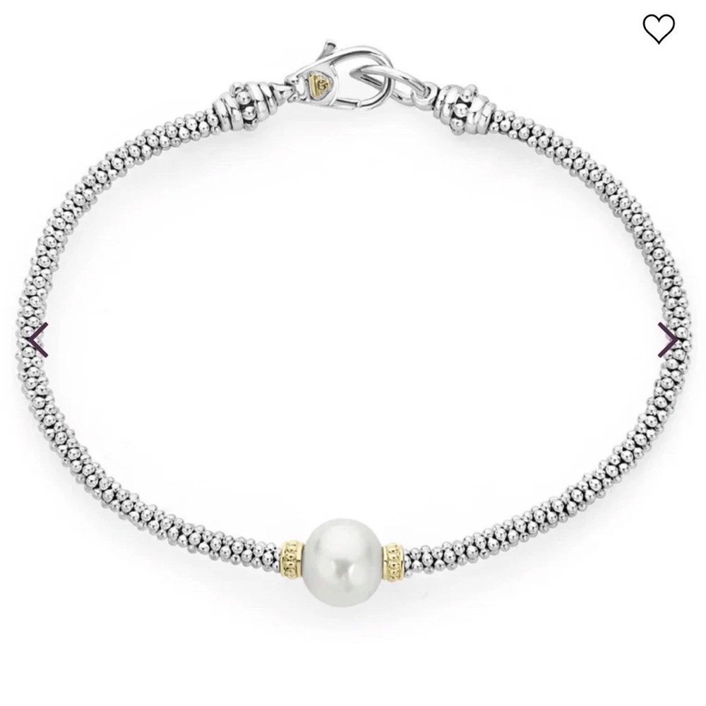 Lagos Luna Silver Gold Beaded Bracelet with Pearl